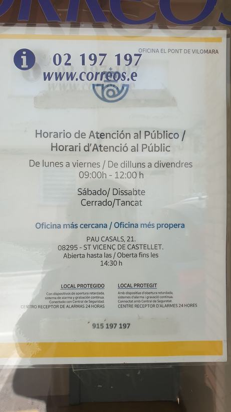Oficina de Correos en El Pont de Vilomara i Rocafort
