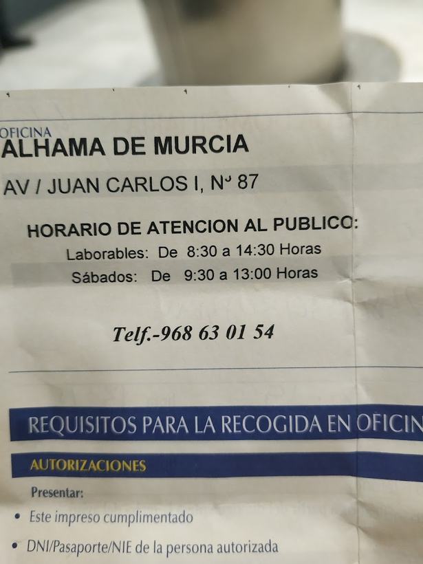 Oficina de Correos en Alhama de Murcia